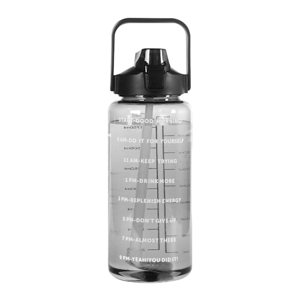 2 liters motivationsflaske med skema & tidsmarkør - Sort