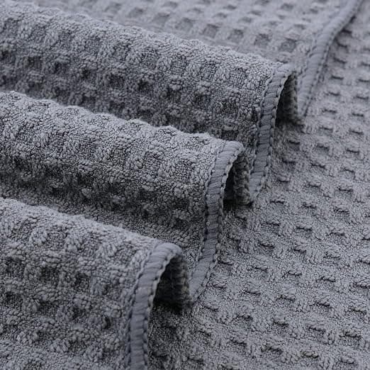 (Grå 30x30 cm) 8 Ultra Premium Mikrofiber Kjøkkenhåndklær - Hånd/Oppvask - Vaffelstruktur