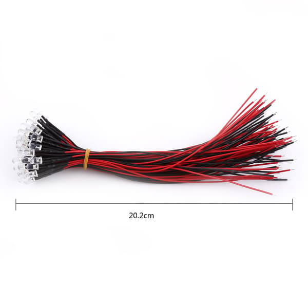 50 st Förkopplade DC 9-12V 3 5 10mm Vattenklara LED-dioder Vita Röda Blå Gröna Ljus