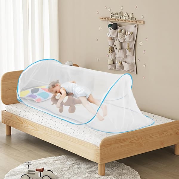 Mosquito Net Tent, Foldable Mosquito Net for Single Bed with Zipper, Pop-Up Mosquito Net Tent, No Installation Required, Portable Blue blue