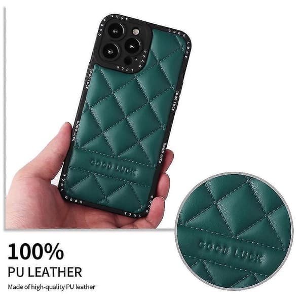 För iPhone 14 Pro PU Läder+PC+TPU Telefonfodral Fullt Skydd Rombtextur Telefonskal_yux