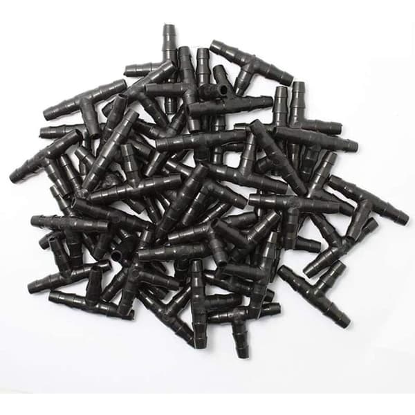 Universal modhage T-kobling til 4/7 mm drypvandingssystem havevanding 100 stk.