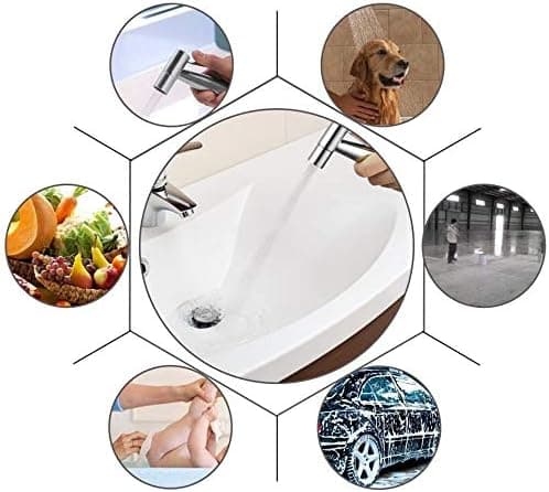 1 stk. (Sort) Håndholdt bidet-sprøjte, børstet nikkel-sprøjtesæt i rustfrit stål, badeværelses-blevasker