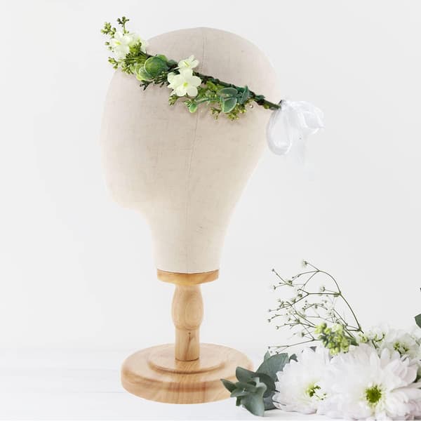 Blomsterkrans for hår, Boho kunstig bryllupskrans for jenter kvinner, hvit blomst C