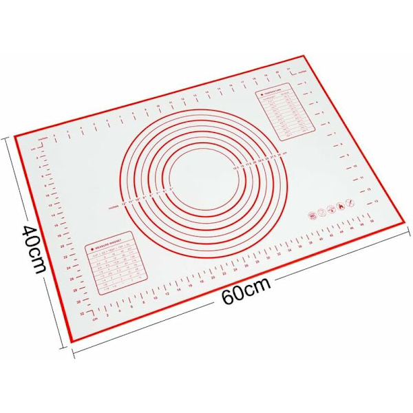 Silikon Bakeunderlag Non-Stick Deigmatte (60 x 40 cm rød)