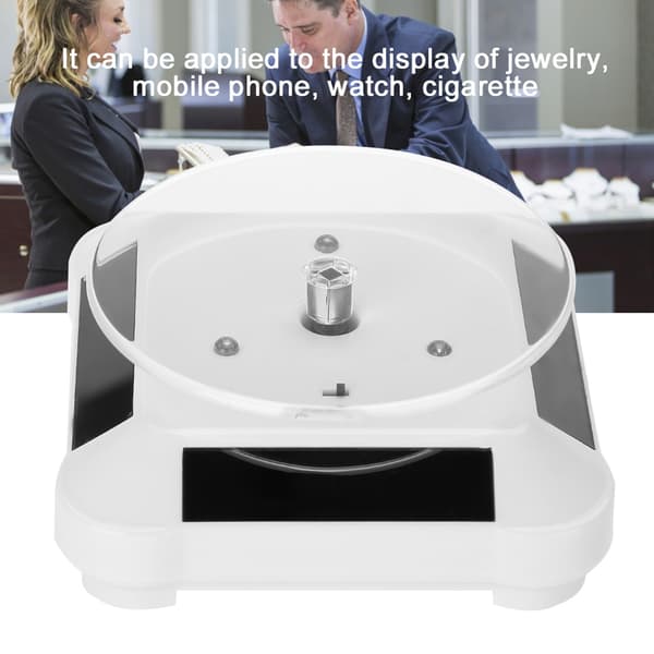 Solar Showcase 360 Rotating Turntable Watch Phone Jewelry Display Stand LED Light (White)