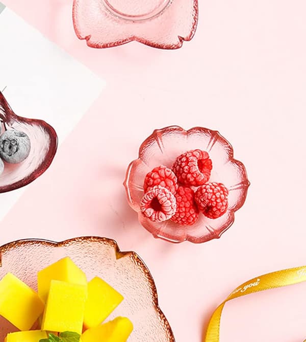 4 stk glass blomsterformede forrettstallerkener krydderretter dippside -