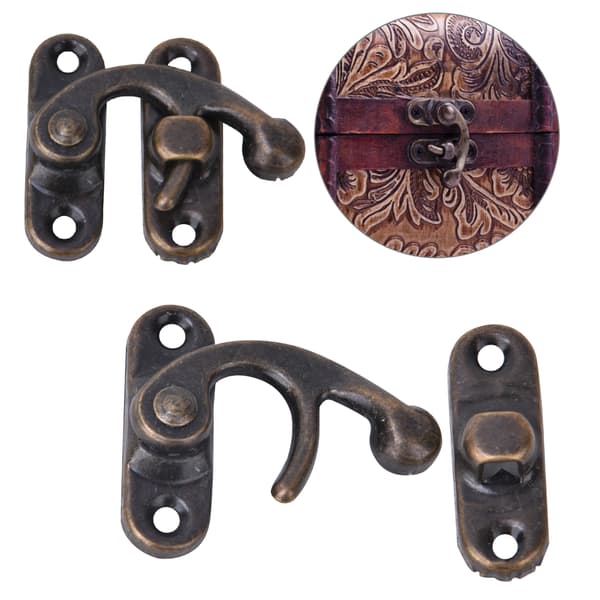 30 st Haspel Retro Stil Järn Låskrok Haspel för Smycken Presentaskar 3,2 x 2,8 cm Brons Höger Låskrok Haspel