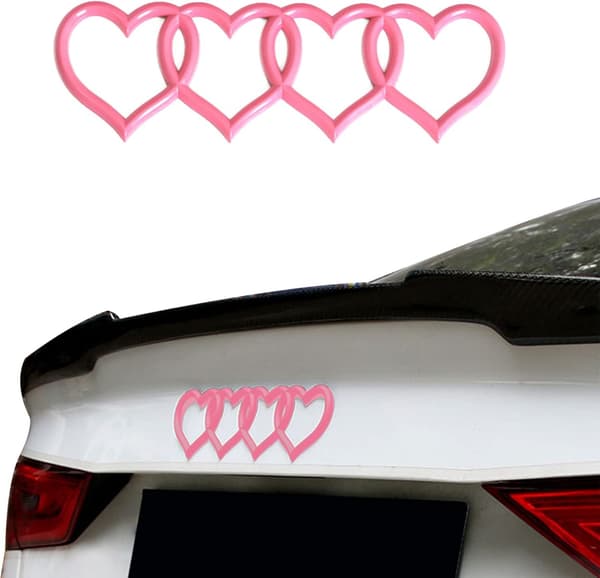 Bilemblem til Bileksteriør, 3D-sticker, Passer (Rosa) til Audi A3 A4 A5 A6 A8 TT R8 Q3 Q5 Q7