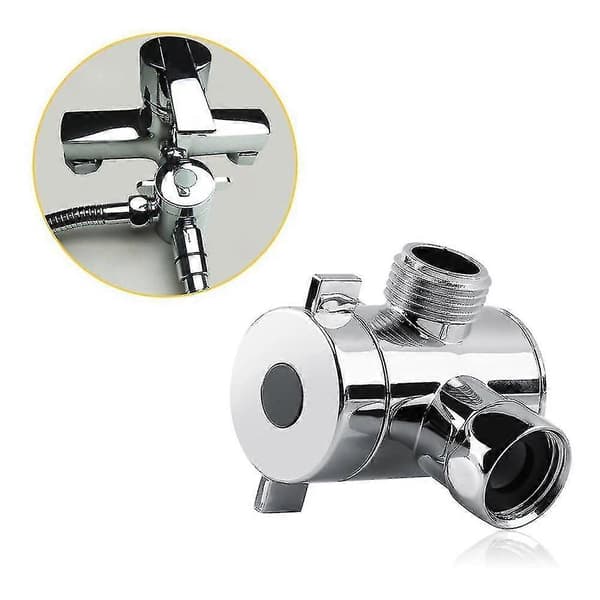 ABS Chrome 3-way Diverter Hose Connector T-shaped Adapter Connection For Angle Valve Hose Bath Shower A