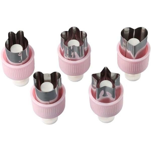 Minikakeform i rustfritt stål, kake- og bakverkring, 5-delt formet grønnsakskutter, DIY fruktstempelformer