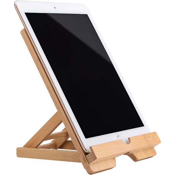 Sammenklappeligt tabletstativ lavet af bambustræ, kompatibelt med iPad Classic Style