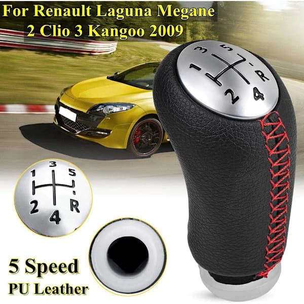 {xj}5-trins manuel lædergearknop Universal til Renault Megane 2