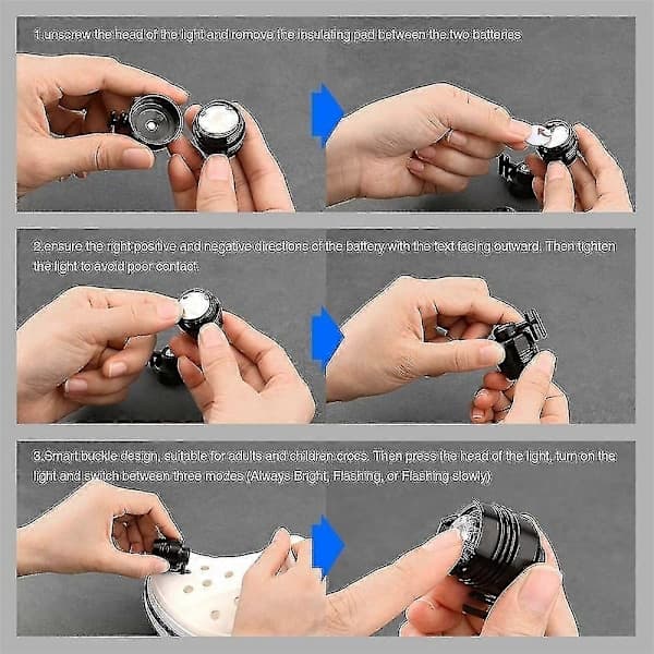 Headlight Croc Small Lamp Fun Shoe Accessories Running And Camping USB Black Rechargeable