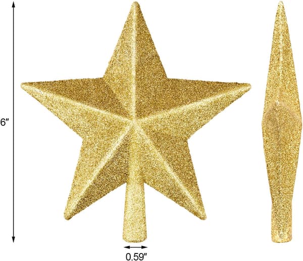1 stk 6\" Juletræsstjerner, Guld Glitter Juletræsdekoration