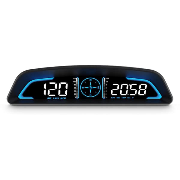 It includes a speedometer, satellite signal reception, and a head-up display, and is suitable for all vehicles.