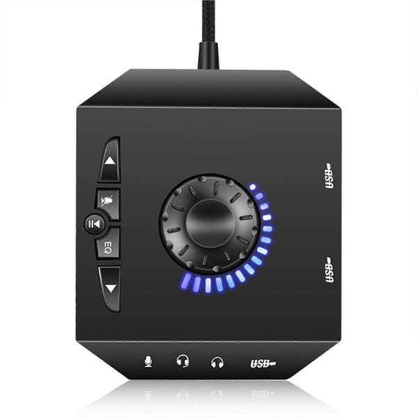 External 7.1 Channel Sound Adapter with USB2.0/3.5mm Jack Plug-Play Driver-Free Professional Computer USB External Sound Card for PC Computer Laptop Am