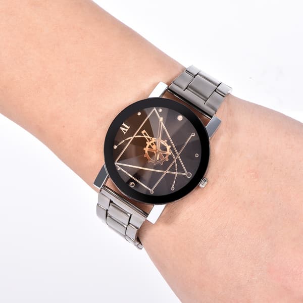Analog Rund Kvarts Legering Rem Elsker Ur Par Armbåndsur (Mandlig Sort Urskive)