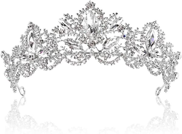 Crystal Tiara Crown, Copper Zircon Rhinestone Crown Tiara Encrusted