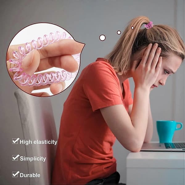 Hårbånd, Spiralhårbånd, Telefonkabelhårbånd, Hårspoler Elastisk Hårbånd med Stærkt Greb (S, Rosa)