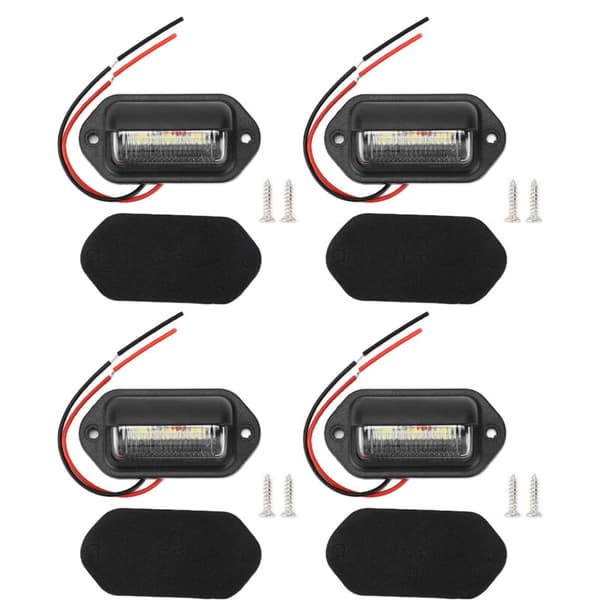 12V 6LED nummerskiltlys, 4 stk, høy lysstyrke hvitt lys, vanntett for bil