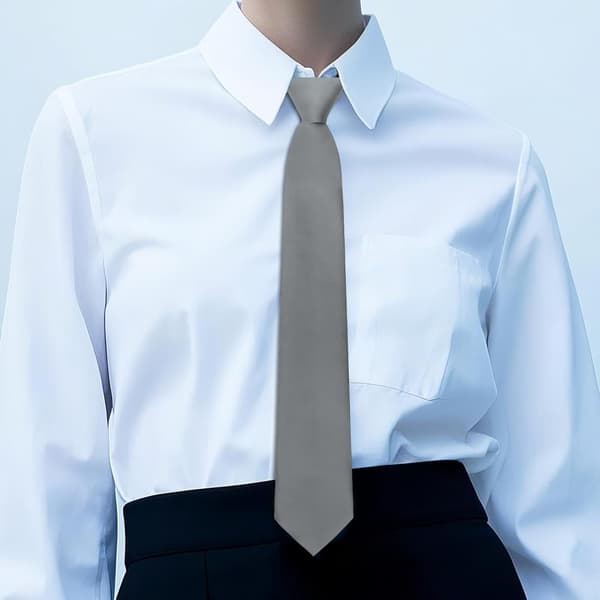 Dameslips 2,76\" ensfargede slips ferdigknyttet justerbart for kvinner festuniform forretningsskole lysegrå - Light Gray