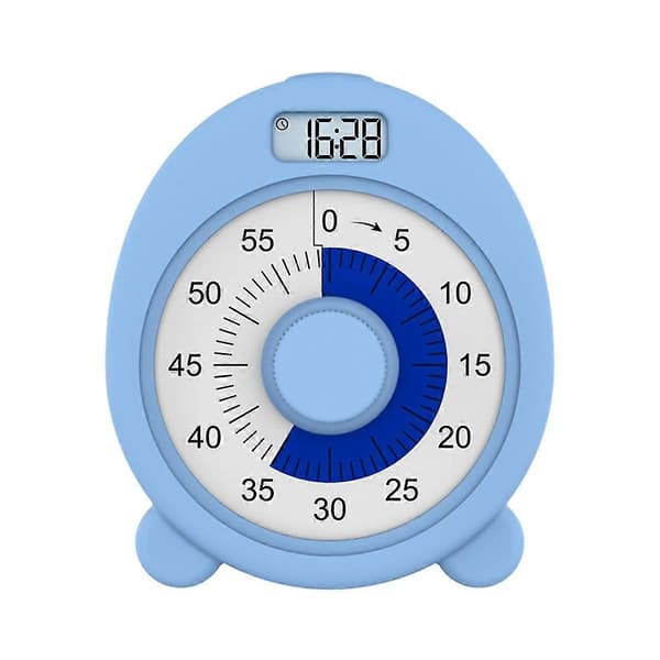 Genopladelig visuel timer med ur og natlys, 60-minutters nedtællingstimer til børn og voksne