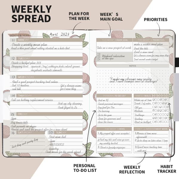 Weekly and Monthly Planner to Boost Productivity, Time Management, and Achieve Your Goals - Organizer
