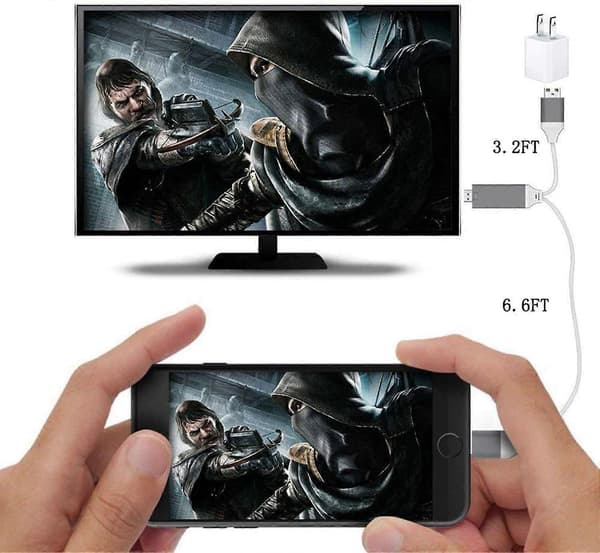 [Apple-certificeret] Lightning til HDMI-adapterkabel, 1080P Digital AV Sync Audio & Video-forbindelseskabel til TV/projektor/skærm - 2m Hvid