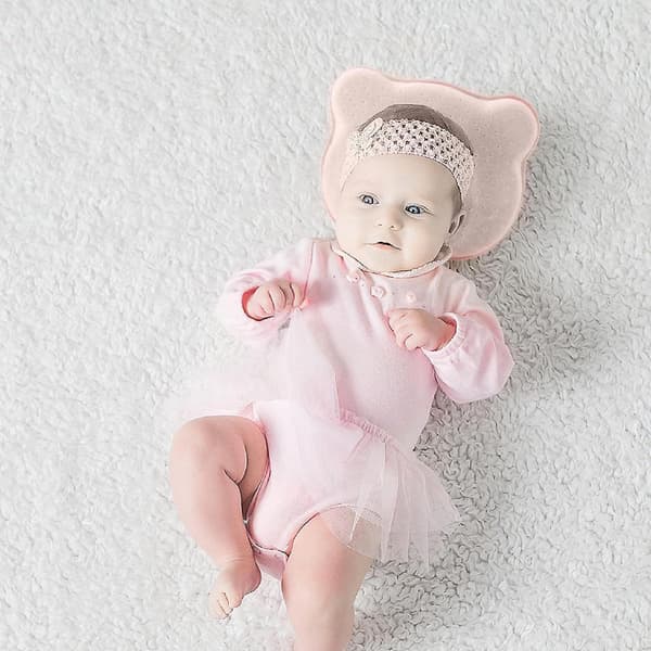 Babypute 3D Memory Foam - Spedbarnspute for å forhindre flatt hode - Sovepute for småbarn for bilsete og barnevogn (Grå)