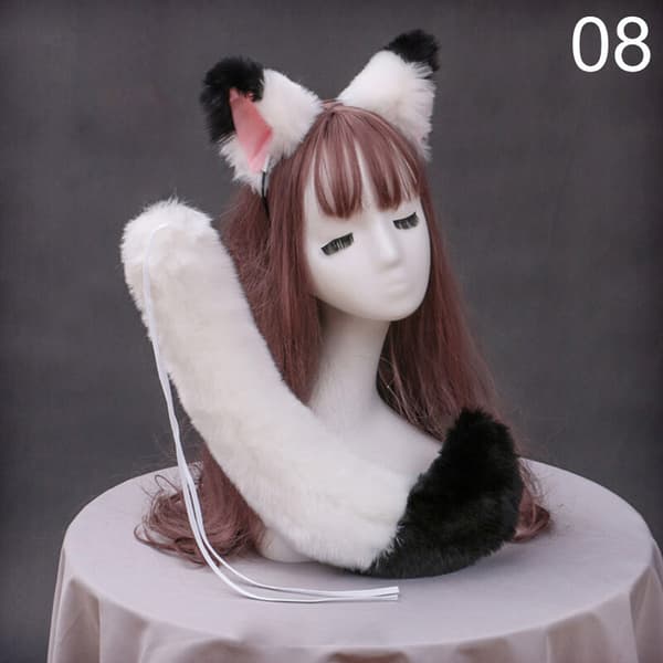 Fox Wolf Animal Cosplay Costume Ears Tail Set Hairpin Plush