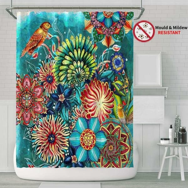 Stoffdusjforheng, kraftig vanntett tykt polyesterdusjforheng for dusjer, boder og badekar, 72\" x 72\" Boho-stil