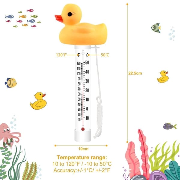 Stor Flydende Pooltermometer - Letlæselig, Viser Fahrenheit & Celsius, Til Pools, Spabade, Saunaer & Akvarier Gul S1 Gul S1