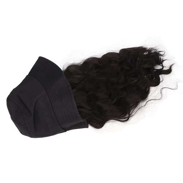 Hat Wig Women Detachable Medium Length Black Brown Curly Wavy Artificial Silk for Daily Party Use
