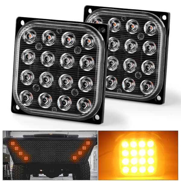 16 LED fyrkantig blinkande bromsslutaggregat för terränglastbil gul