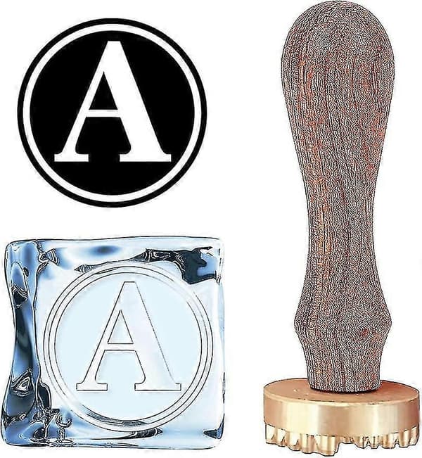 Initial A Ice Stamp Letter Ice Cube Stamp 3 cm with Removable Brass Head Replacement Wooden Handle Ice Branding Stamp