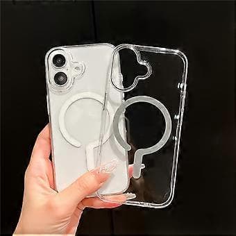Kompatibelt skal för iPhone 16 Plus, kompatibelt med MagSafe, skyddande TPU+PC-telefonskal (Grå)
