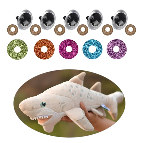 Sikkerhetsøyne med fargerike glitterbrikker for dukker, leker, kosedyr, 18 mm