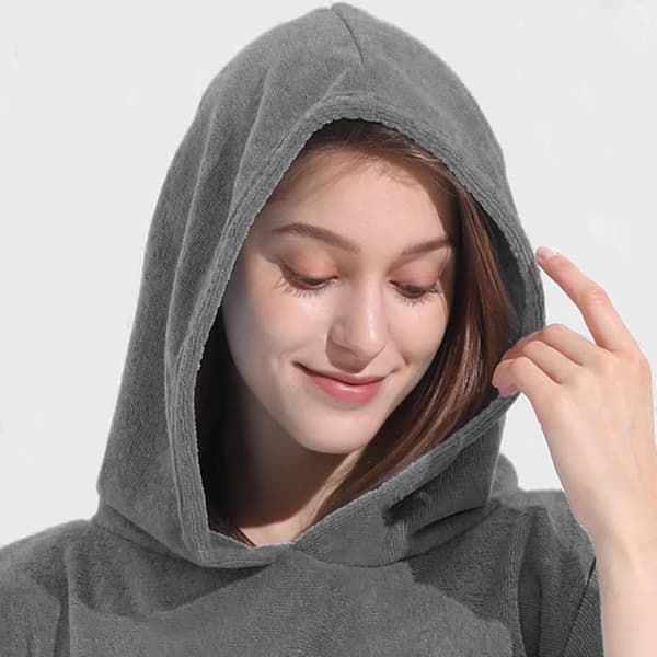 strandponcho fin fiber-hurtigtørrende badekåbe mørkegrå - Dunkelgrau