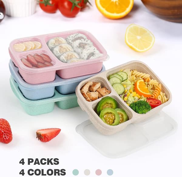 Bento matbokser 3 rom, matboks for barn, gjenbrukbare matoppbevaringsbeholdere