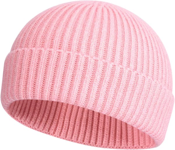 Kort fiskehatt for menn og kvinner, vintervarme luer rosa