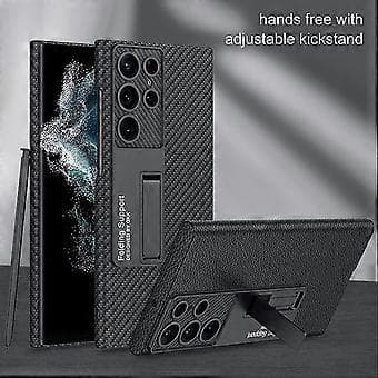 Matt PU Leather Case Compatible with Samsung Galaxy S23 Ultra, Ultra-Thin Phone Cover with Adjustable Stand