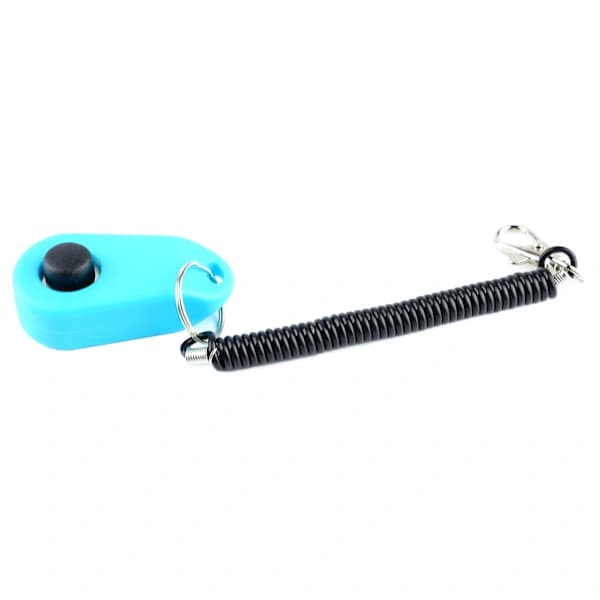 Dog Training Clicker Universal Interactive Pet Training Clicker with Black Long Wrist Strap and Ring Sky Blue[CO]