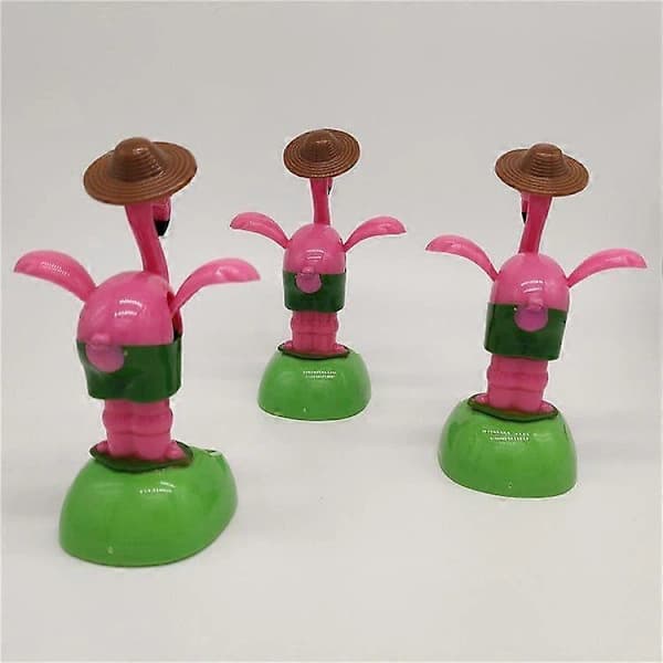 Solcellsbilsaccessoar Bobblehead Docka Flamingo Form Rolig Kreativ Gåva Biltillbehör Interiör Röd