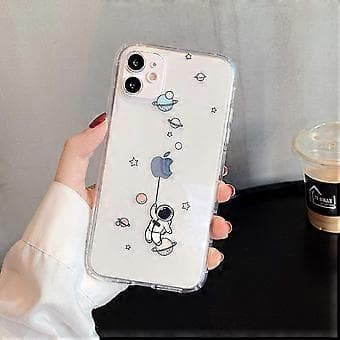 Compatible with iPhone 11 Case Clear Cute with Astronaut Outer Space Planet Star Creative Pattern, Soft TPU Shockproof