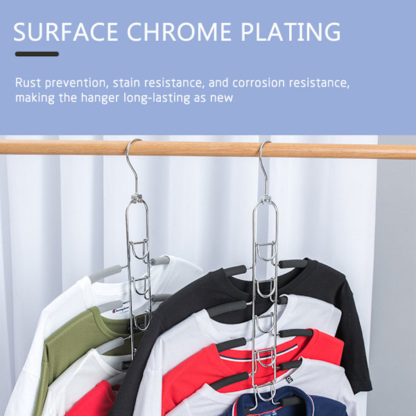 Multilayer Removable Clothes Hanger Space Saving Wardrobe Clothes Storage Holder Chrome Plated Chrome Plated