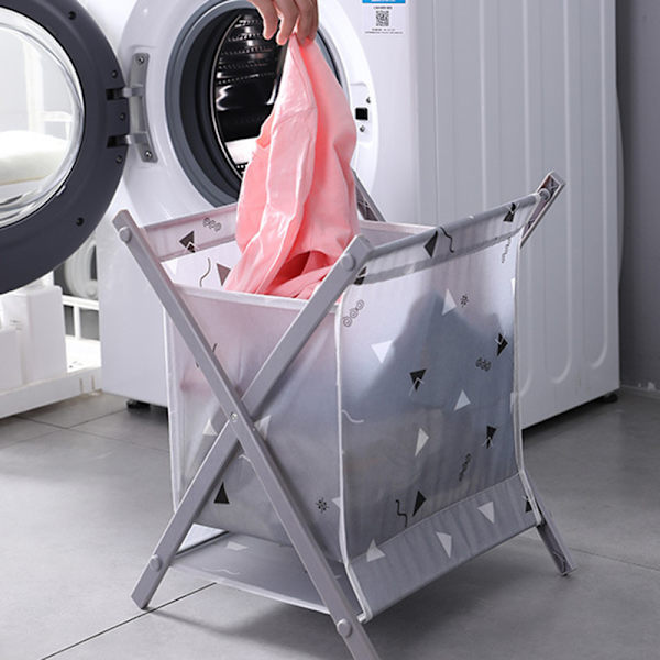 Foldable Portable Laundry Storage Basket Large Freestanding Clothes Hamper Storage for Home Checkered Checkered