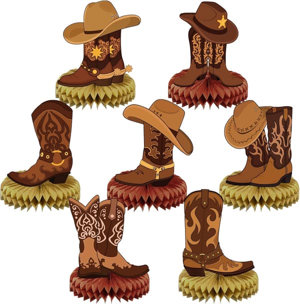 7 st Western Party Centerpieces Wild West Honeycomb Decor -