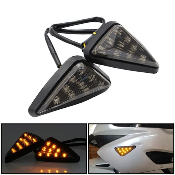4 stk LED-blinklys med trippelhjørne, innfelt montering, 12V, for motorsykkel