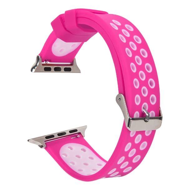 Slitesterkt silikonarmbånd til klokke (fluorescerende rosa + hvit)